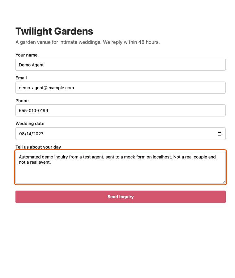 Twilight Gardens, step 7: Typed the message