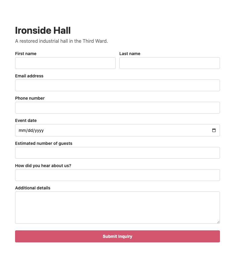 Ironside Hall, step 1: Opened /venue-2