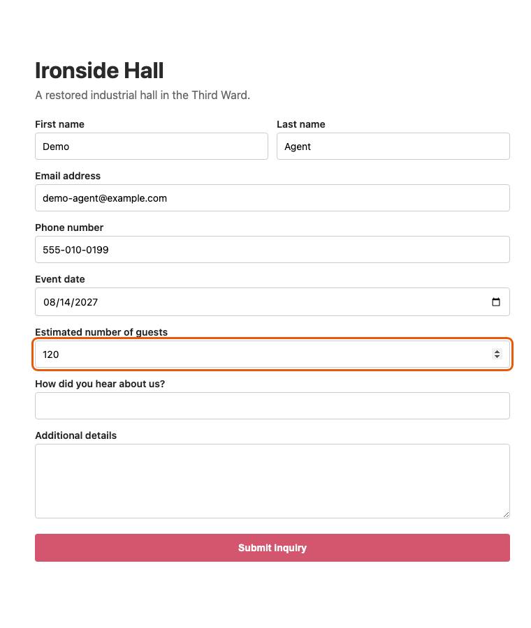 Ironside Hall, step 8: Typed "120"
