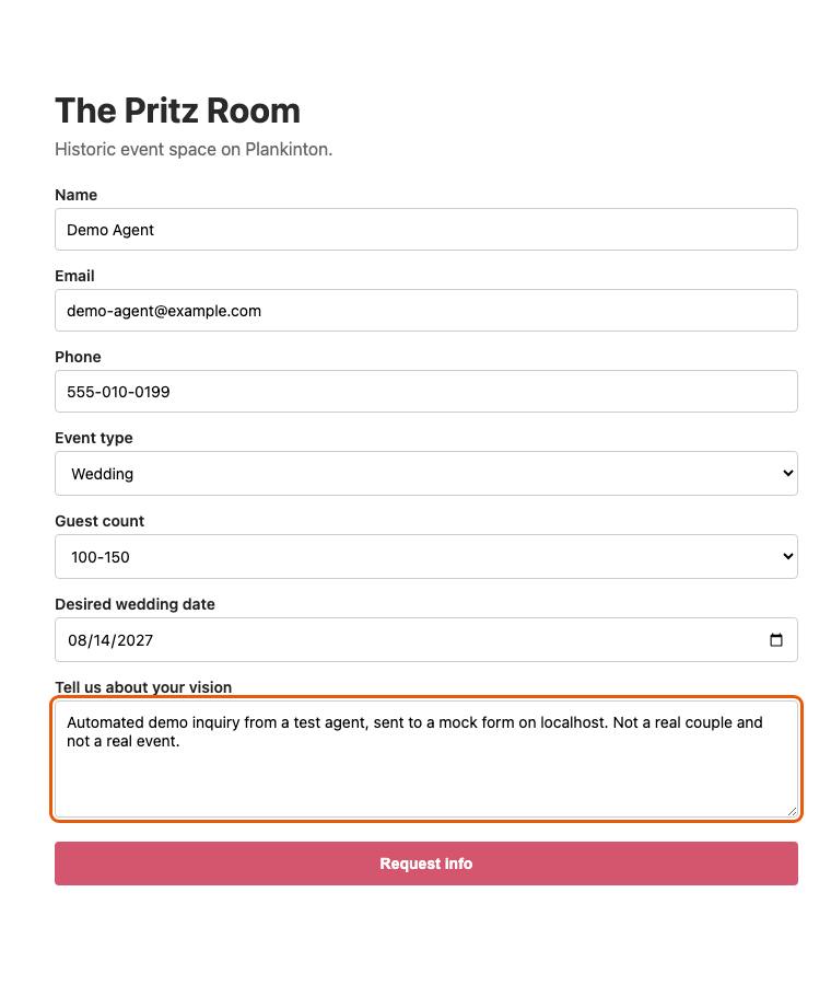 The Pritz Room, step 9: Typed the message