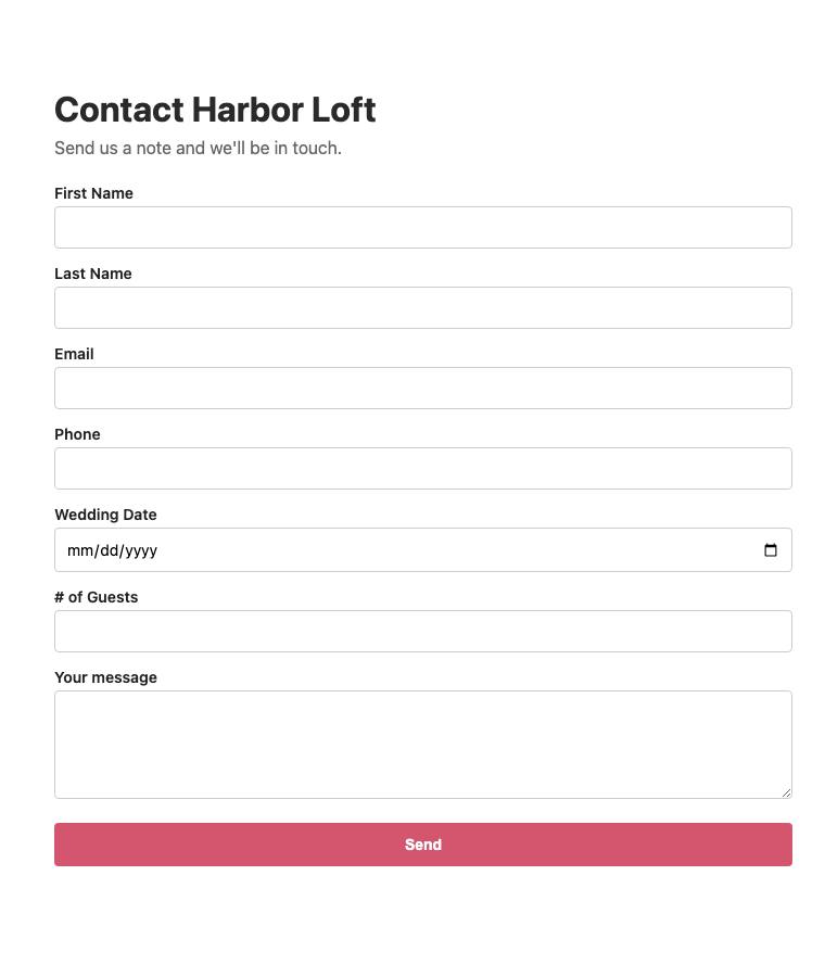 Harbor Loft, step 3: Opened /venue-4/contact