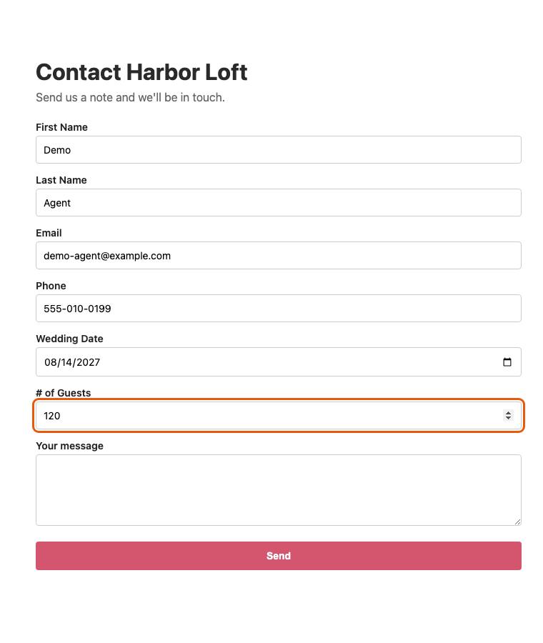 Harbor Loft, step 10: Typed "120"