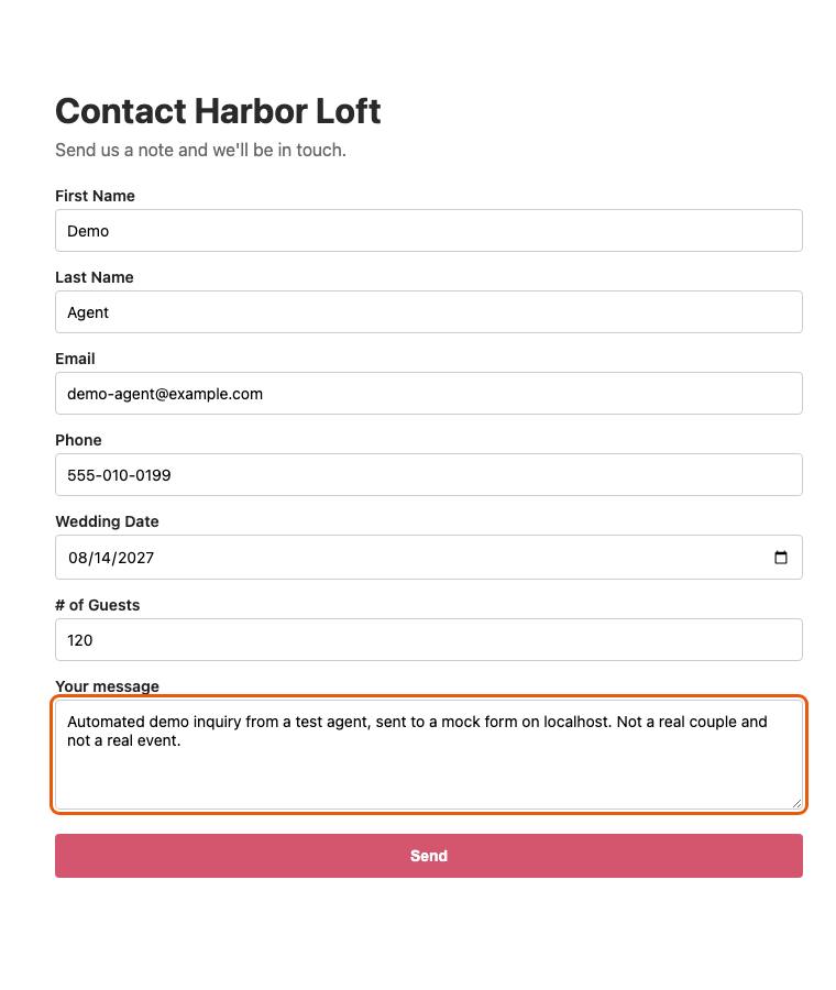 Harbor Loft, step 11: Typed the message