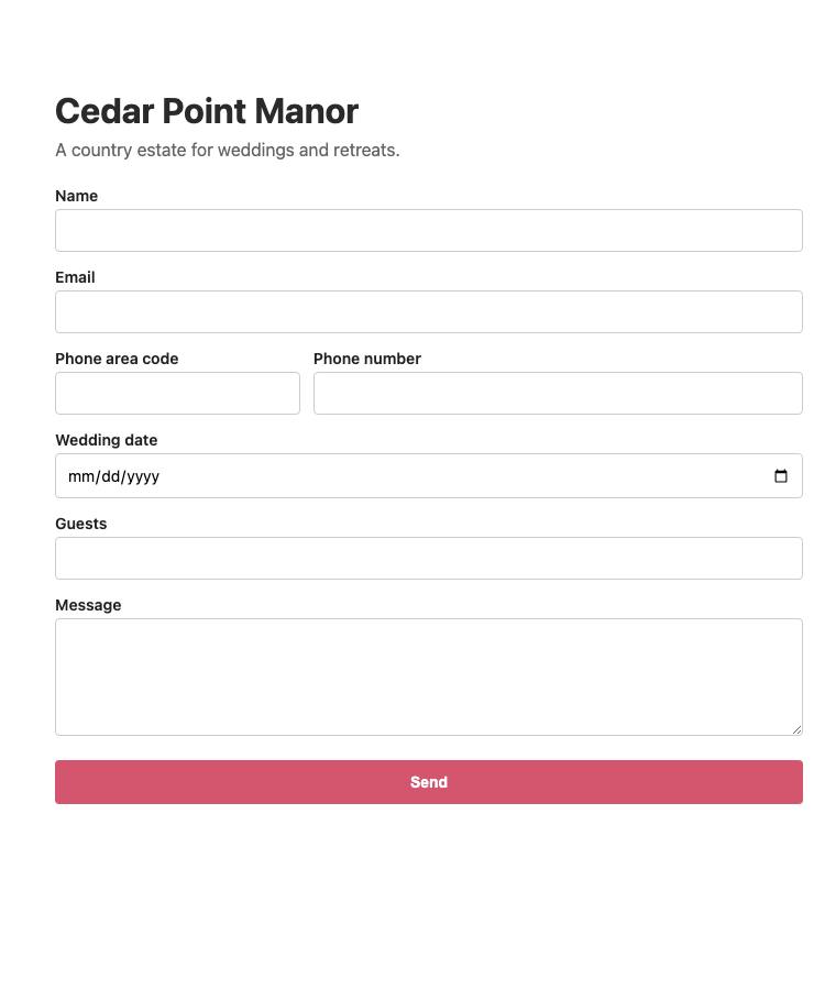 Cedar Point Manor, step 2: Found the inquiry form