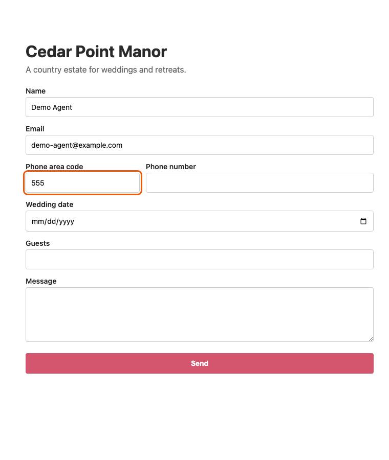 Cedar Point Manor, step 5: Typed "555"