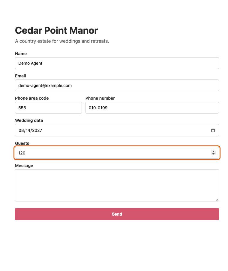 Cedar Point Manor, step 8: Typed "120"