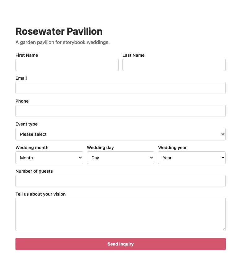 Rosewater Pavilion, step 1: Opened /venue-7