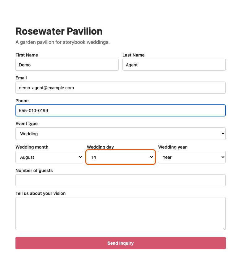 Rosewater Pavilion, step 9: Picked "14"